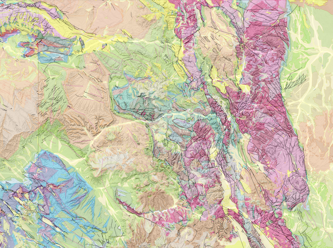 The Rocky Mountains without map labels